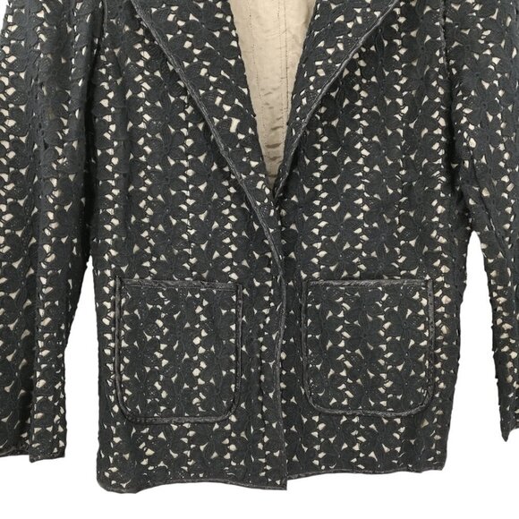 Yoana Baraschi Crochet Lace Structured Jacket Blazer Size 6 Lined 3/4 Sleeve - Picture 6 of 13